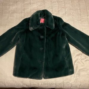 Kate Spade Green Plush Faux Fur Jacket (NEVER WORN)